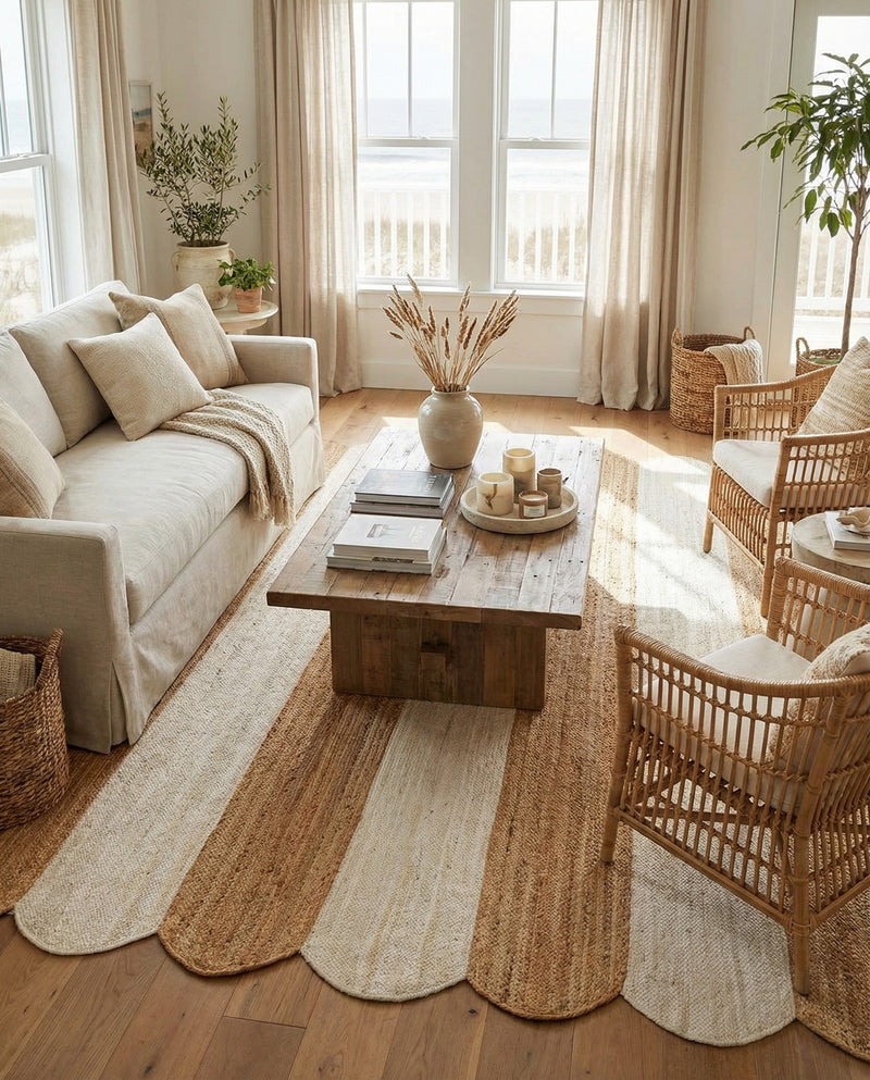 Serenity Braided Jute Collection Area Rug - Luna Rectangle Natural and Ivory  lifestyle 5