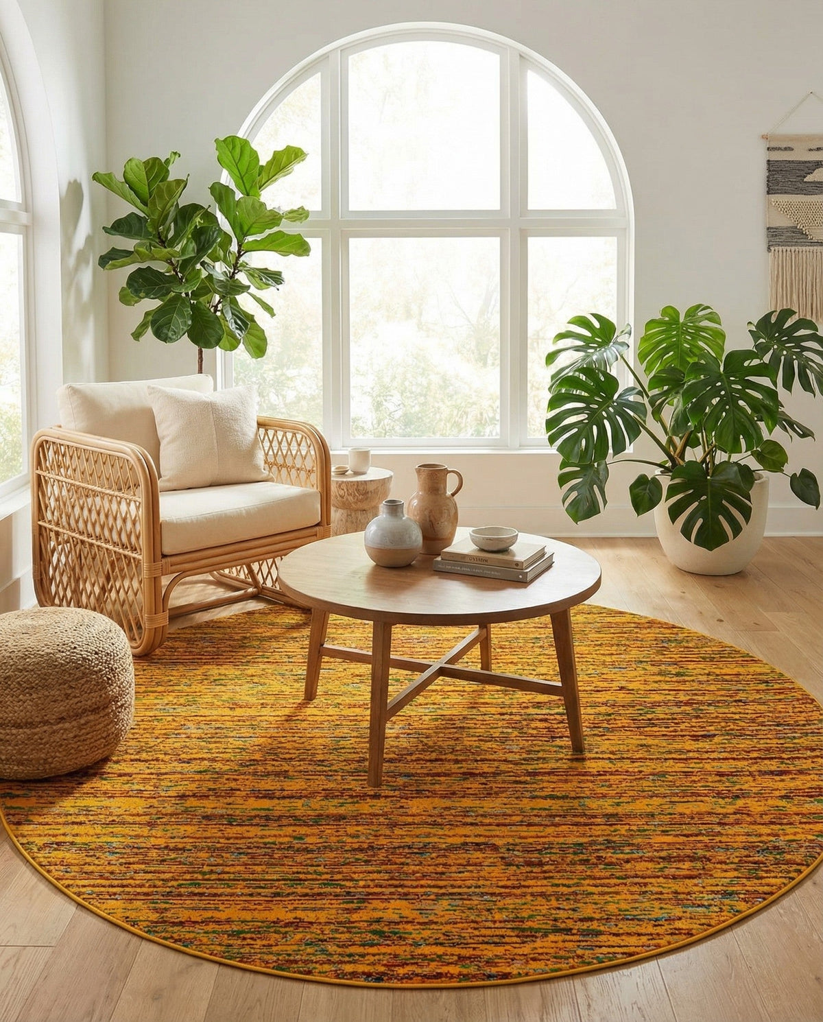 Caribbean Cove Collection Area Rug -  Lucia Round Yellow  lifestyle 110
