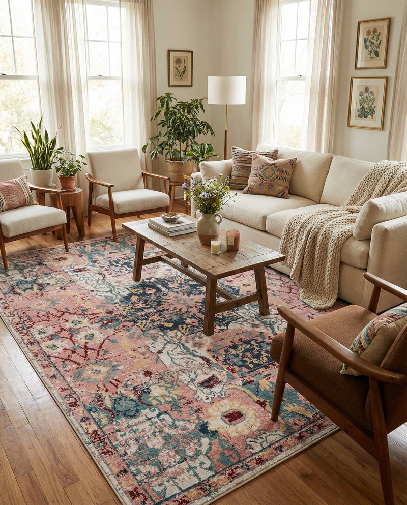 Savannah Elegance Collection Area Rug -  Azalea Rectangle Pink  lifestyle 34