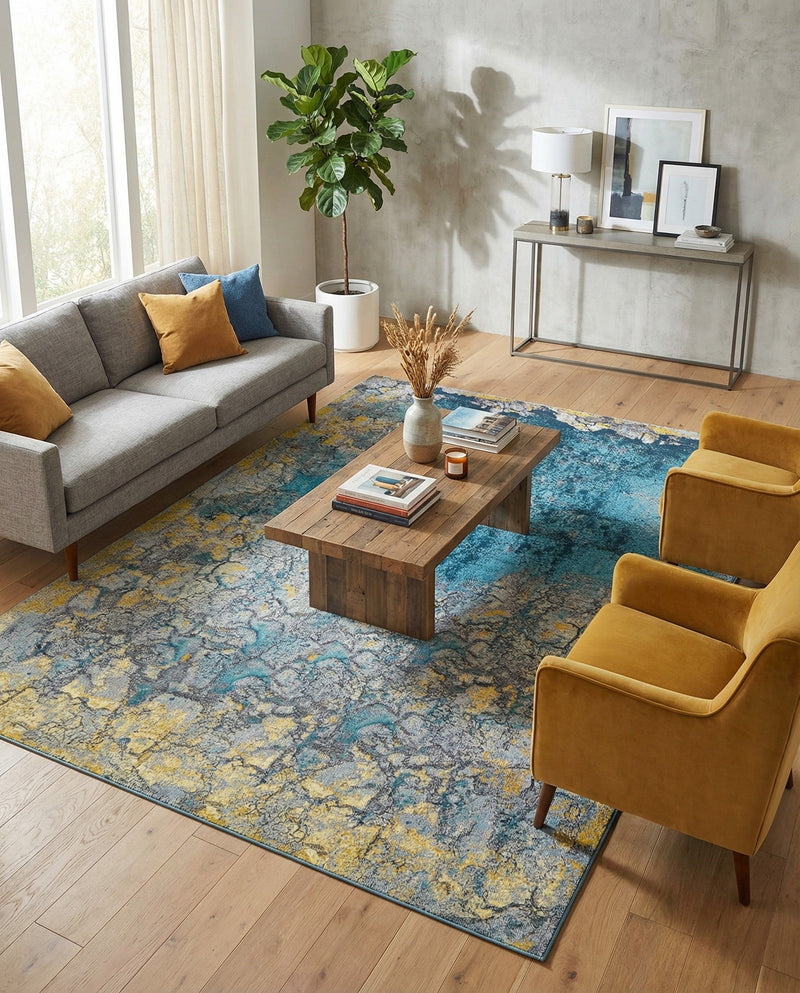 Urban Terrace Collection Area Rug -  Lanai Rectangle Gradient Blue  lifestyle 6