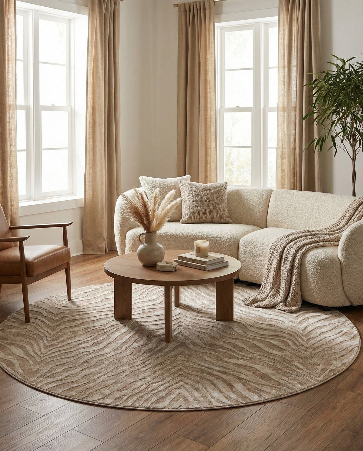 Bloomsbury Elegance Collection Area Rug -  Chelsea Round Ivory Beige  lifestyle 135