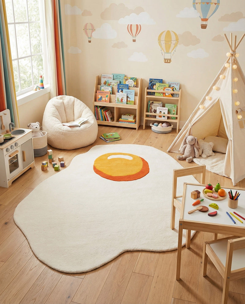 Whimsy Wonders Wool Collection Area Rug -  Dune Round White  lifestyle 9
