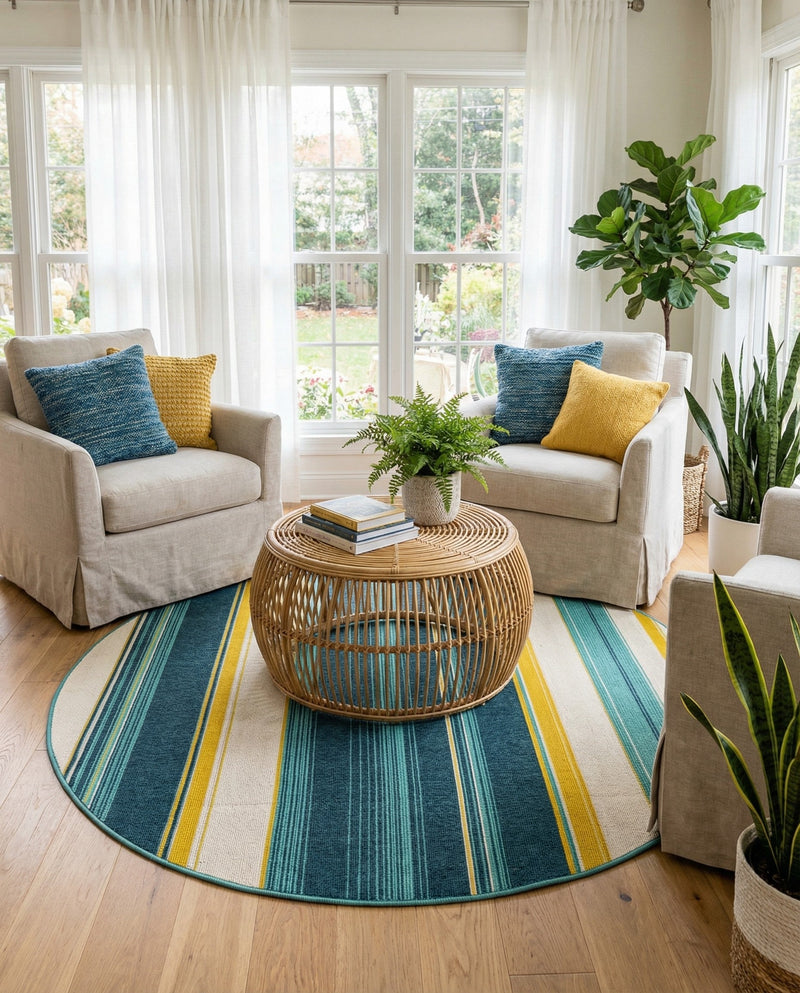 Terrace Fringe Collection Area Rug -  Veranda Round Multi  lifestyle 54
