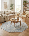 Savannah Elegance Collection Area Rug -  Tybee (Aqua Blue) Octagon Aqua Blue  lifestyle 64