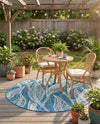 Seaside Blooms Collection Area Rug -  Evergreen (Teal) Round Teal  lifestyle 16
