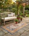 Patio Heritage Collection Area Rug -  Courtyard Rectangle Navy Blue and Light Pink  lifestyle 5