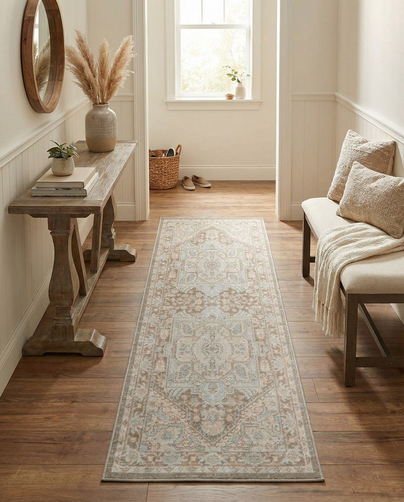 Savannah Series Collection Area Rug - Charleston (Cloud Gray) Runner Cloud Gray  lifestyle 71
