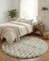 Berber Lattice Shag Collection Area Rug - Atlas (Ivory) Round Ivory  lifestyle 24
