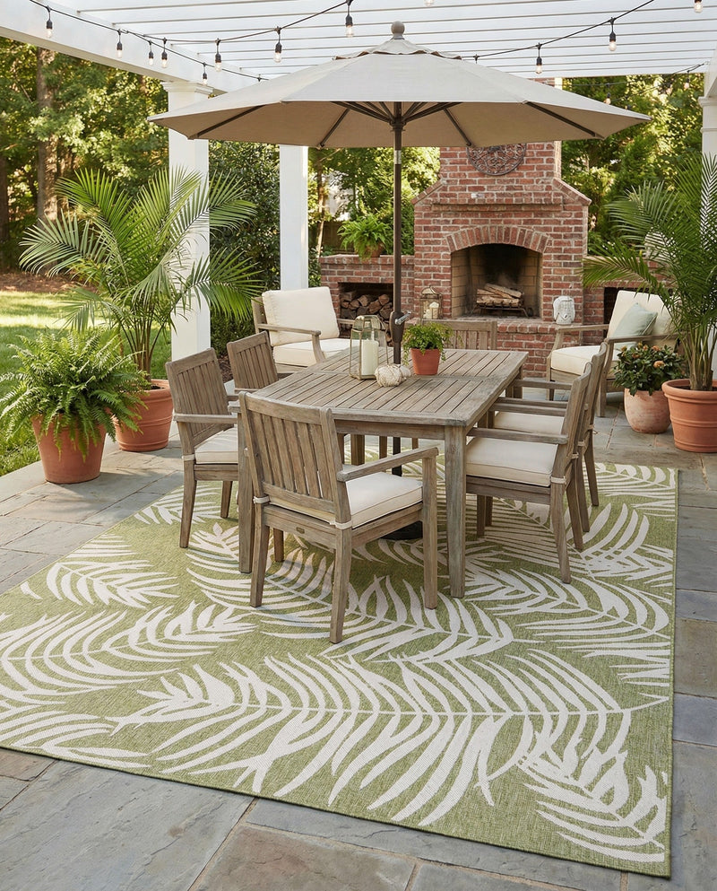 Seaside Blooms Collection Area Rug - Verdure (Green) Rectangle Green  lifestyle 27