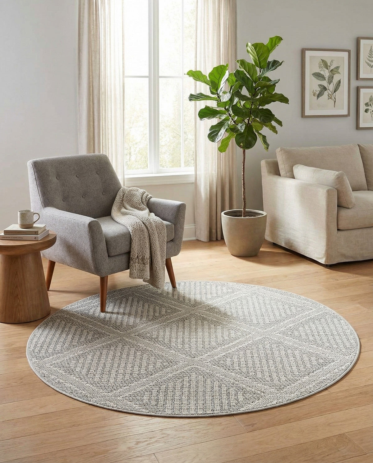 Savannah Pergola Collection Area Rug -  Eden Round Light Gray  lifestyle 142