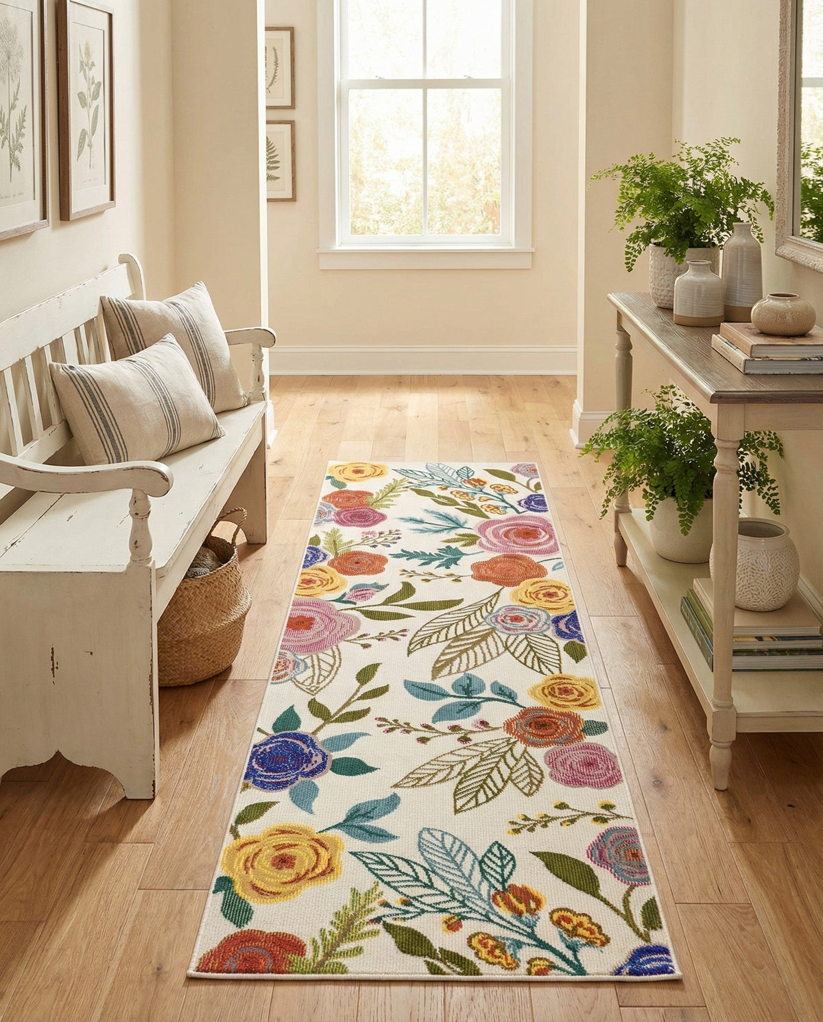 Meadow Breeze Collection Area Rug -  Petal Runner Ivory  lifestyle 197