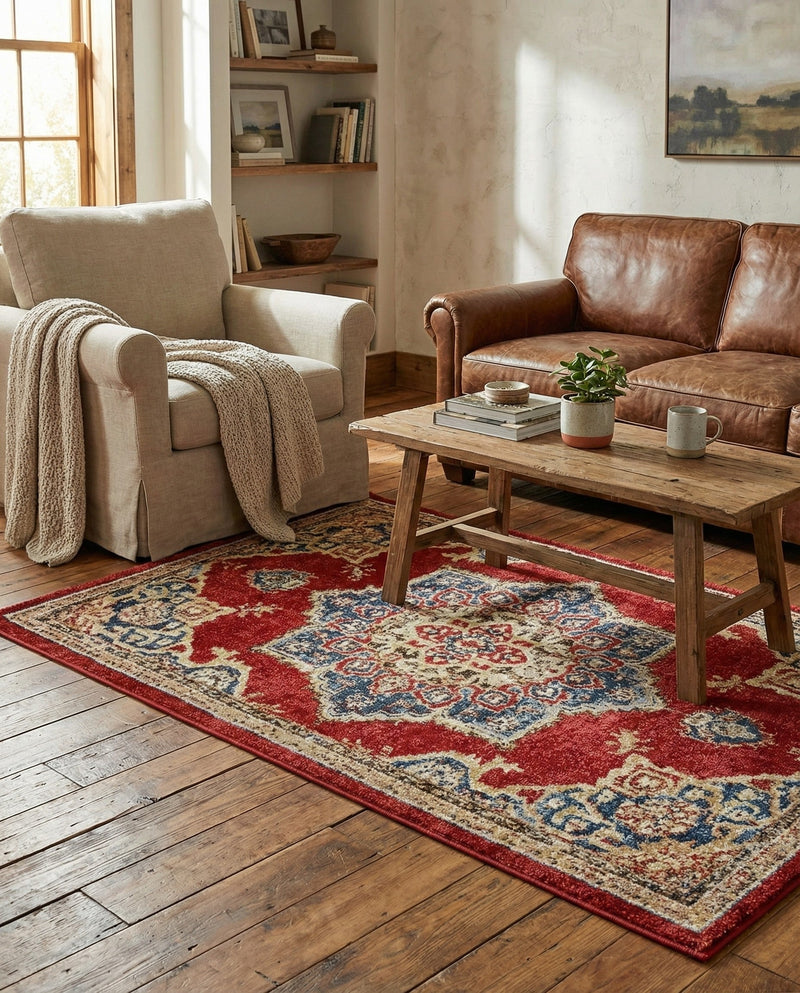 Eden Oasis Collection Area Rug -  Tranquility (Burgundy) Rectangle Burgundy  lifestyle 8