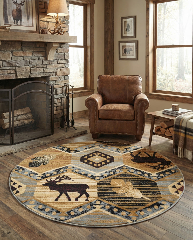 Frontier Trails Collection Area Rug -  Mesa Round Blue  lifestyle 72