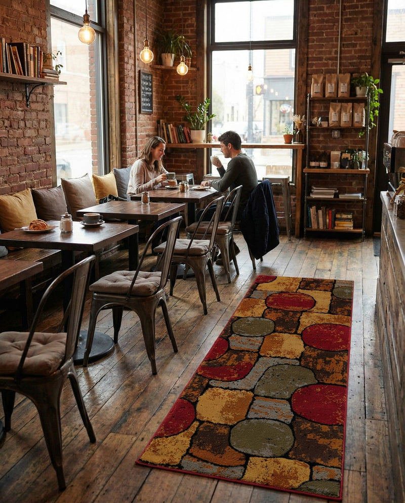 Bistro Lounge Collection Area Rug -  Cappuccino Runner Multi  lifestyle 79