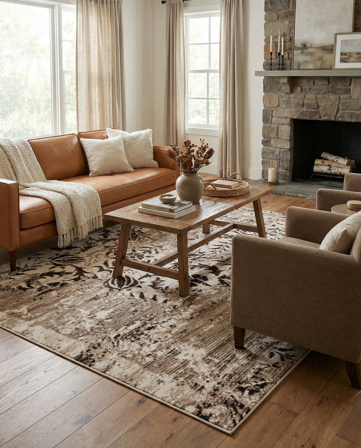 Andes Summit Collection Area Rug -  Huascarán Square Chocolate Brown  lifestyle 53