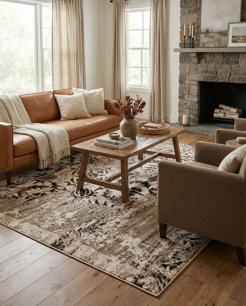 Andes Summit Collection Area Rug -  Huascarán Square Chocolate Brown  lifestyle 53