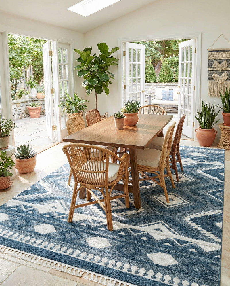 Sahara Chic Collection Area Rug -  Fez Rectangle Blue  lifestyle 34