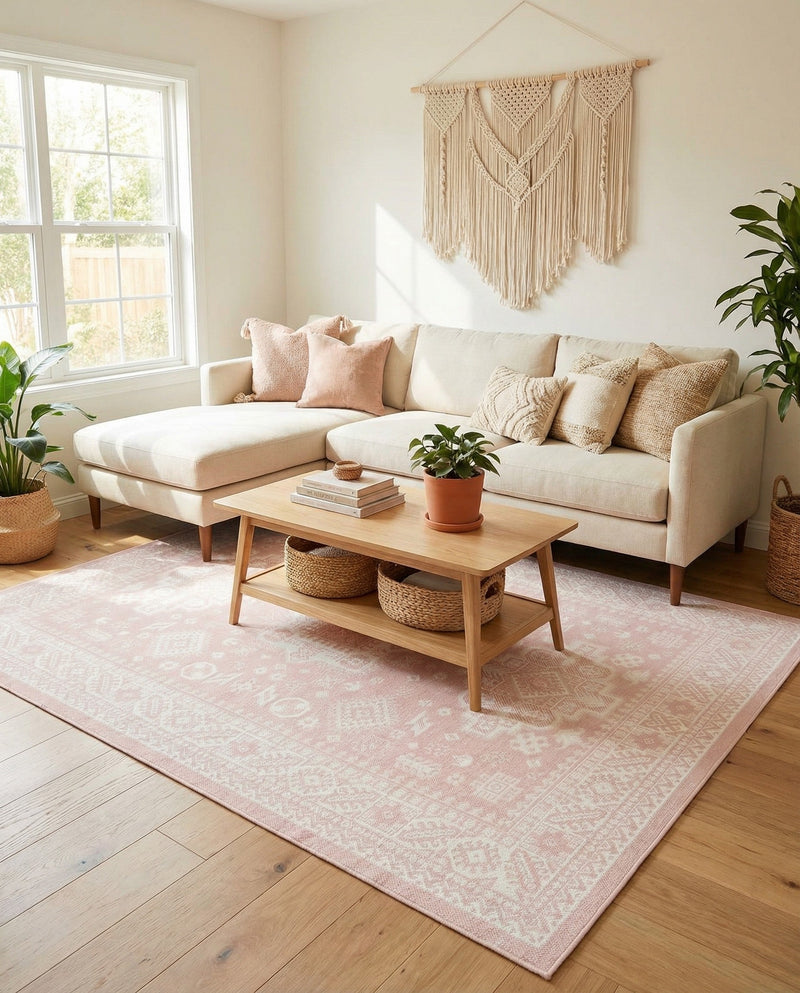Tribal Terrace Treasures Collection Area Rug -  Incan Isle (Pink) Rectangle Pink  lifestyle 7
