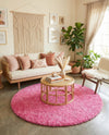 Plush Oasis Collection Area Rug - Serenity (Taffy Pink) Round Taffy Pink  lifestyle 37