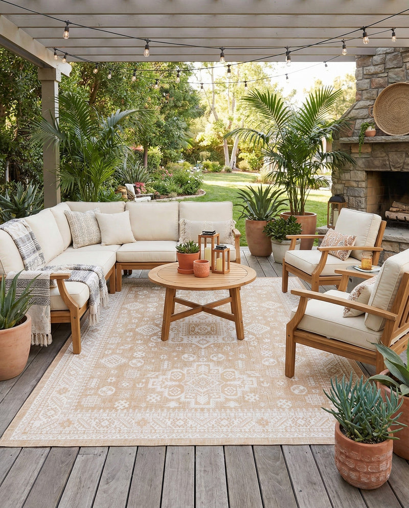 Tribal Terrace Treasures Collection Area Rug -  Incan Isle (Natural) Rectangle Natural  lifestyle 28