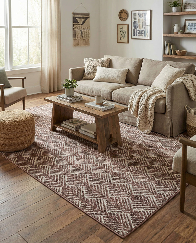 Geo Garden Lattice Collection Area Rug -  Casablanca Rectangle Dusty Rose  lifestyle 22