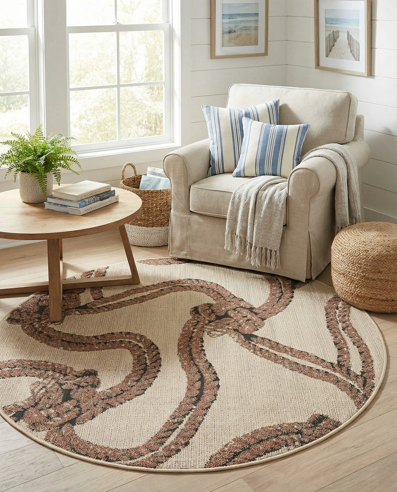 Seaside Haven Rugs Collection Area Rug -  Dunes Round Beige  lifestyle 53