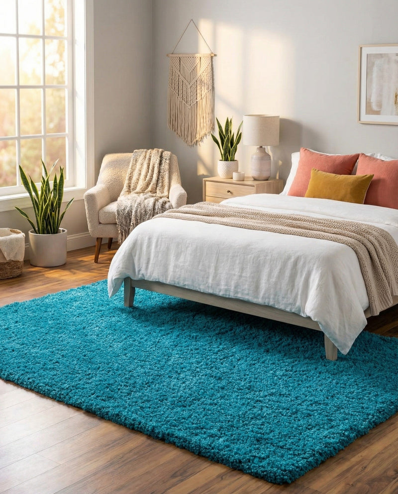 Plush Oasis Collection Area Rug - Serenity (Turquoise) Rectangle Turquoise  lifestyle 8