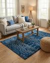 Marrakesh Lattice Collection Area Rug - Casablanca (Navy Blue) Rectangle Navy Blue  lifestyle 7
