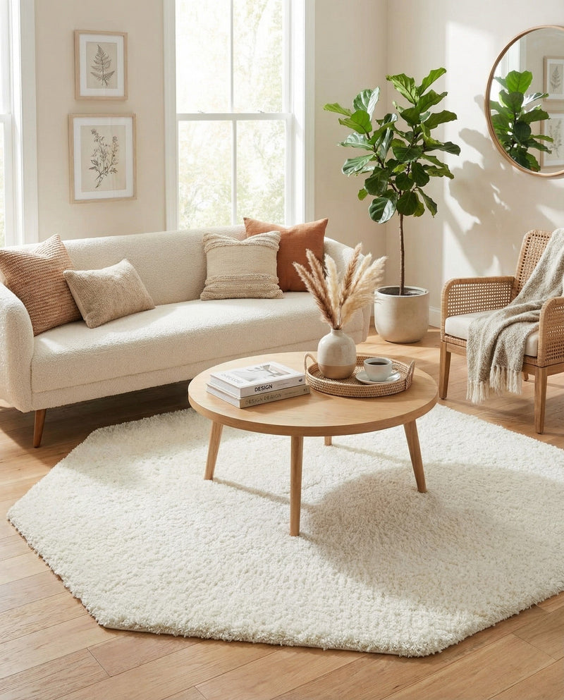 Plush Oasis Collection Area Rug - Serenity (Snow White) Octagon Snow White  lifestyle 50