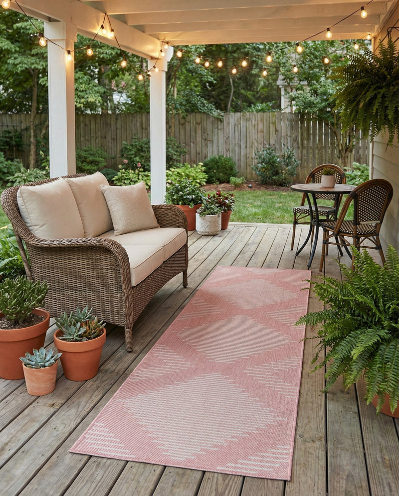 Urban Terrace Collection Area Rug -  Chelsea (Pink) Runner Pink  lifestyle 29