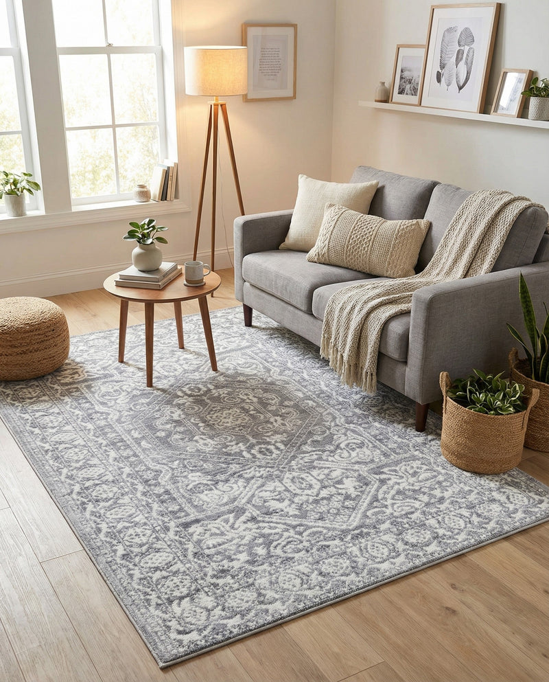 Charleston Elegance Collection Area Rug - Harborview Rectangle Gray  lifestyle 28