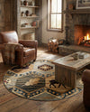 Frontier Trails Collection Area Rug -  Mesa Round Blue  lifestyle 75