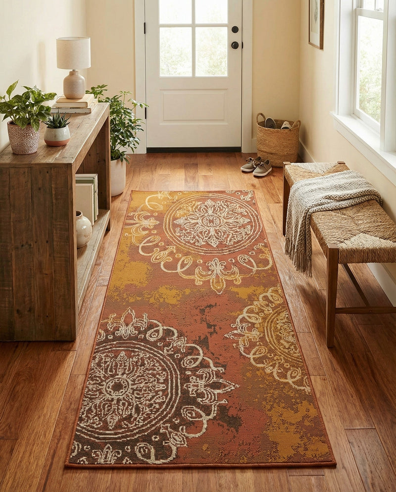 Urban Terrace Collection Area Rug -  Veranda Runner Rust Red  lifestyle 52