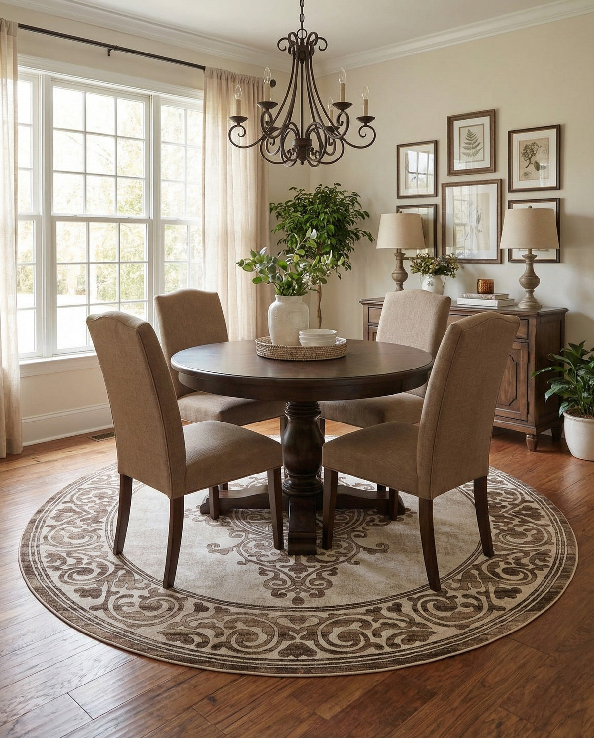 Sanctuary Retreat Collection Area Rug - Haven Round Chocolate Brown  lifestyle 178