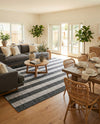 Seaside Stripes Collection Area Rug -  Veranda Rectangle Charcoal Gray  lifestyle 13