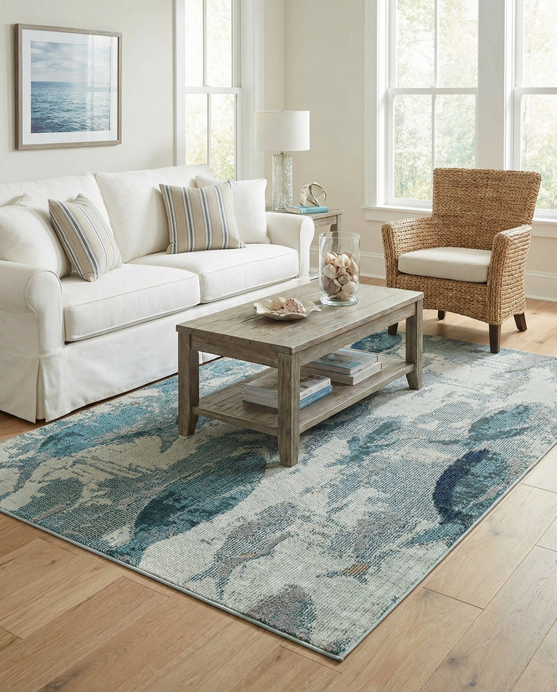 Sorrento Shores Collection Area Rug -  Praiano Rectangle Light Blue  lifestyle 9
