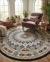 Persian Elegance Collection Area Rug -  Hamedan (Navy Blue) Round Navy Blue  lifestyle 67