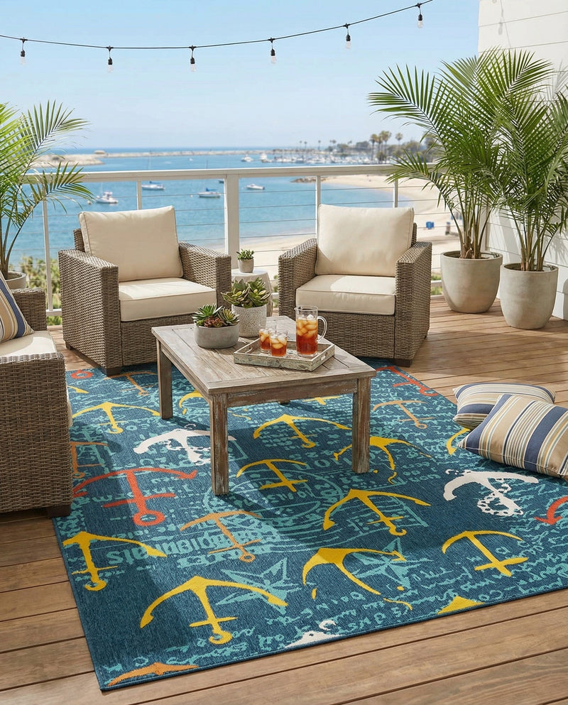 Seaside Haven Rugs Collection Area Rug -  Lighthouse Rectangle Navy Blue  lifestyle 11