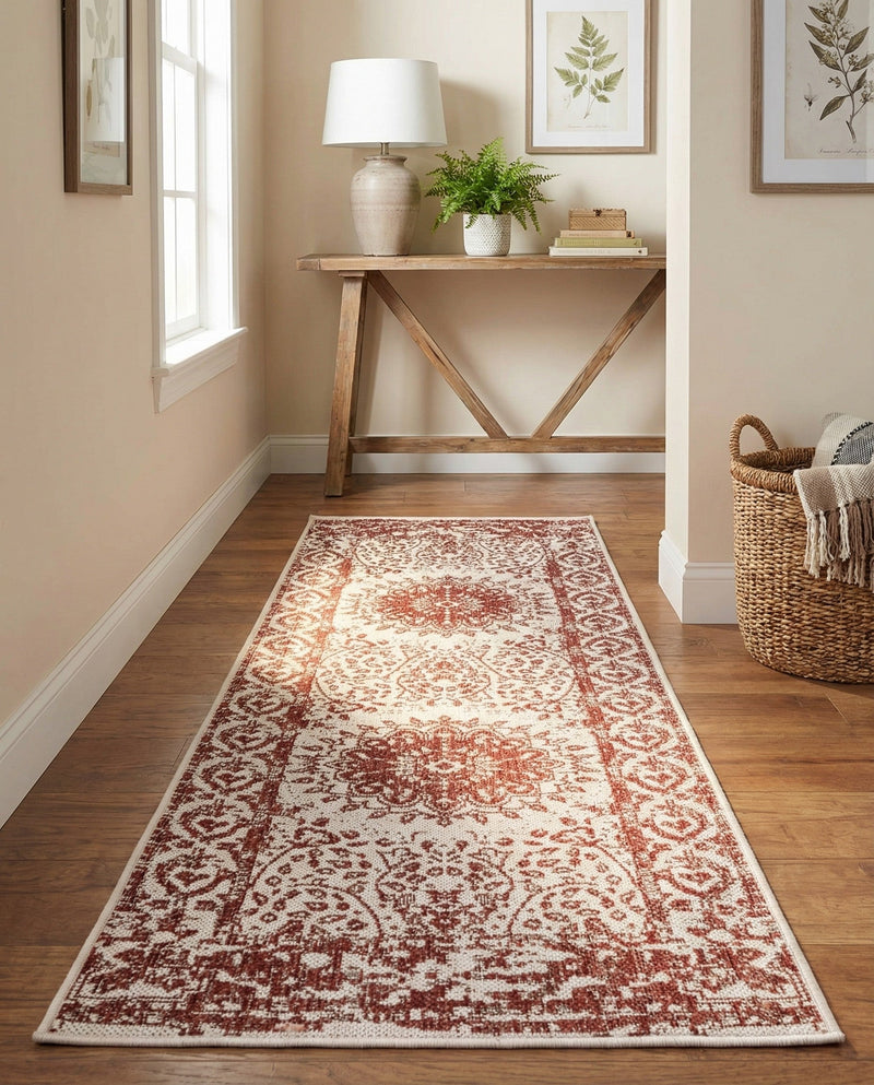 Patio Heritage Collection Area Rug -  Lafayette (Rust Red) Runner Rust Red  lifestyle 55