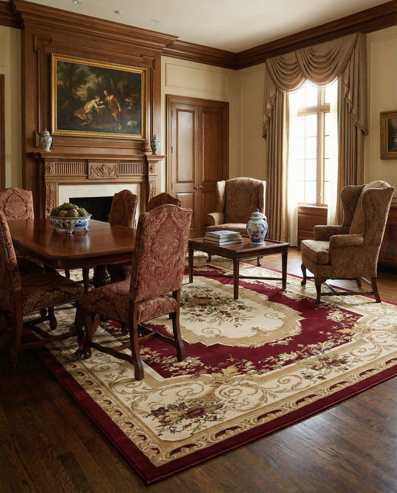Versailles Elegance Collection Area Rug -  Louveciennes (Red) Rectangle Red  lifestyle 10
