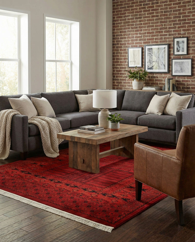 Samarkand Elegance Collection Area Rug -  Ark Rectangle Red  lifestyle 6