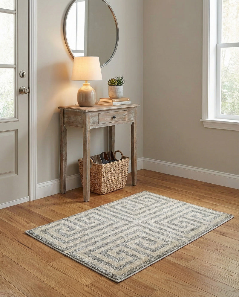 Aegean Labyrinth Collection Area Rug -  Mykonos Rectangle Gray  lifestyle 21