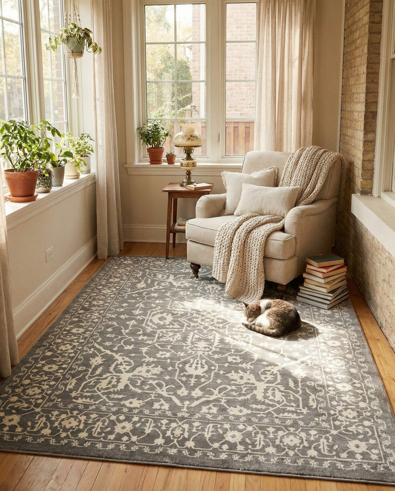 Rustic Charm Revival Collection Area Rug - Farmstead Rectangle Light Gray  lifestyle 47