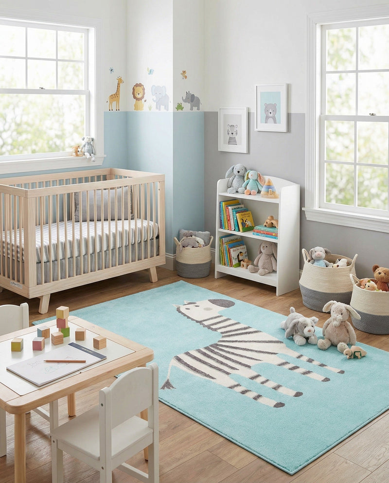 Wonder Tykes Collection Area Rug -  Vibrant Rectangle Teal  lifestyle 7