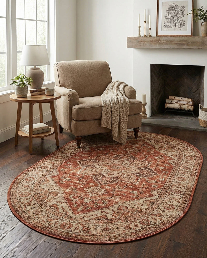 Savannah Soiree Collection Area Rug -  Everglade (Rust Red) Oval Rust Red  lifestyle 49