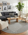 Urban Terrace Collection Area Rug -  Astoria (White and Black) Round White and Black  lifestyle 54