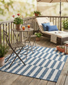Seaside Stripes Collection Area Rug - Cabana (Blue) Square Blue  lifestyle 74