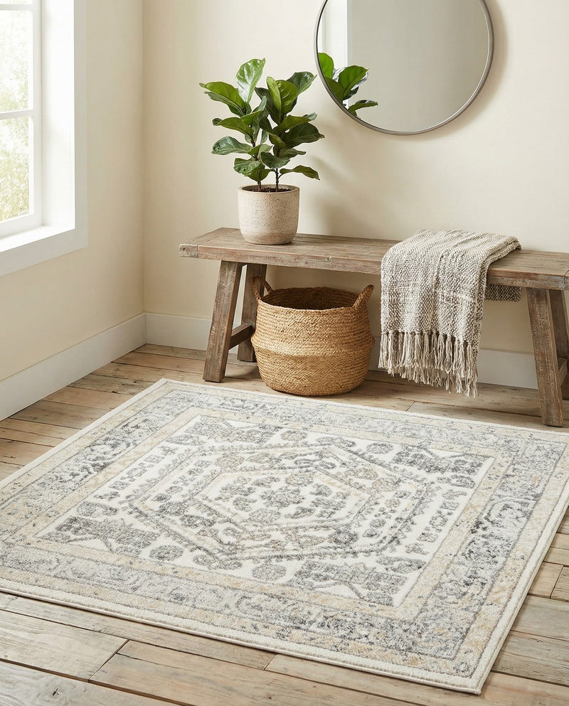 Adriana Terrace Collection Area Rug - Capri (Ivory) Square Ivory  lifestyle 70