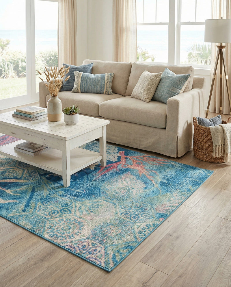 Seaside Haven Rugs Collection Area Rug - Marina Rectangle Multi  lifestyle 24