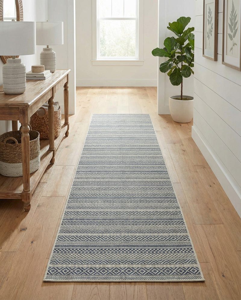 Seaside Stripes Collection Area Rug -  Boardwalk (Light Blue) Runner Light Blue  lifestyle 39